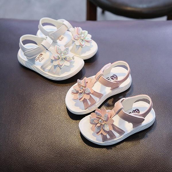 

sandals girls little flower princess children's fashion soft bottom baby beach casual, Black;red