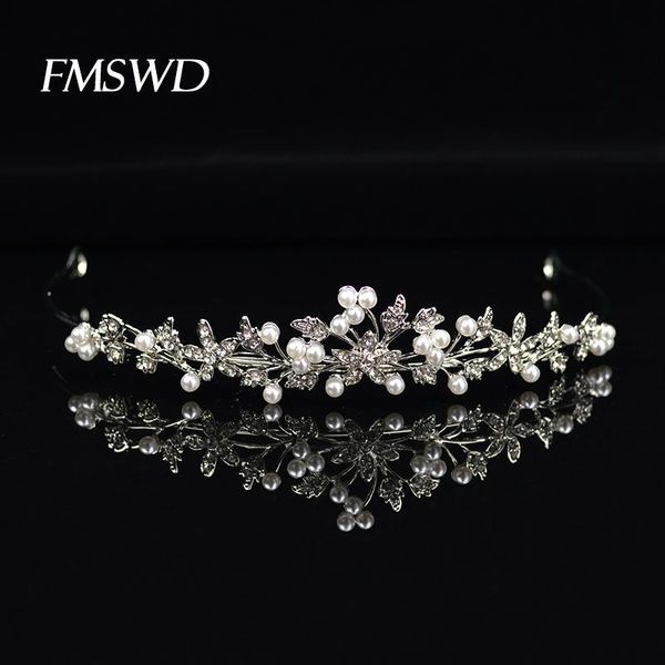 

hair clips & barrettes vintage silver color elegant pearl tiara queen small crown for bride wedding head jewelry decoration accessories, Golden;silver