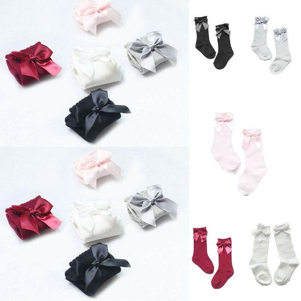 

one pairs pudcoco 2021 spring kids socks toddlers girls 3d bow knot knee lengths soft cotton baby 0-4 years, Pink;yellow