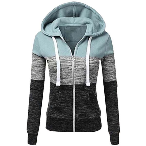 

women's hoodies & sweatshirts autumn classic zipper sweatshirt women long sleeve drawstring pocket hoodie casual female thin zip-up out, Black
