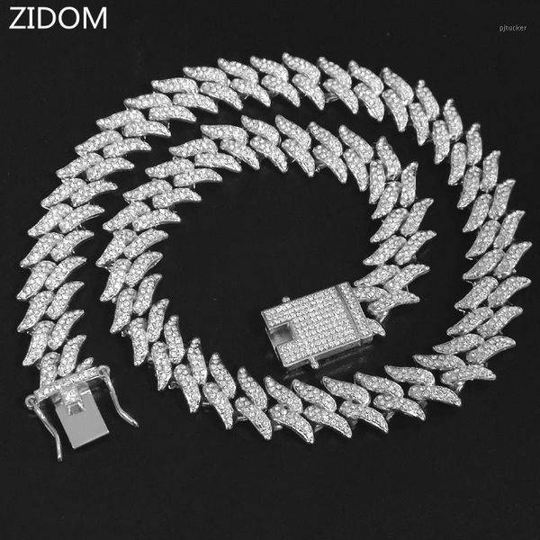 

chains men hip hop chain necklace 20mm width thorn shape cuban iced out bling hiphop jewelry for birthday gift1, Silver