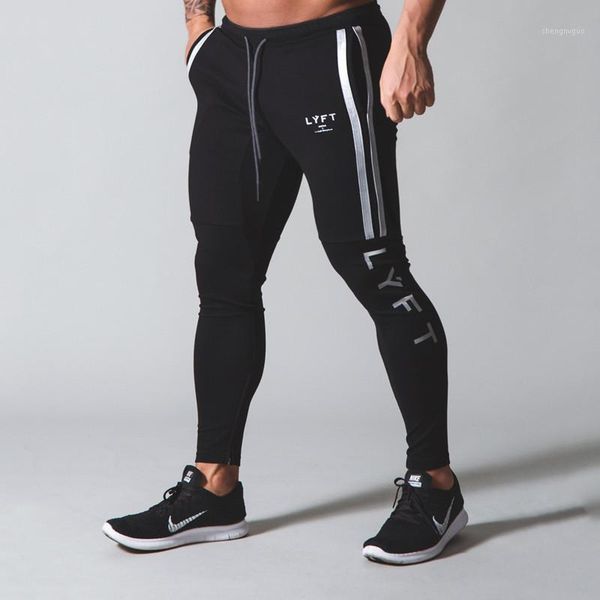 

men pants fitness casual elastic bodybuilding clothing trousers sweatpants joggers men's, Black