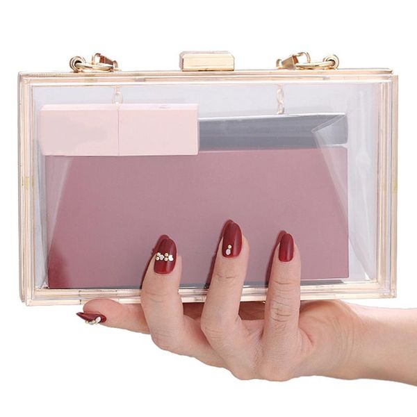 

evening bags women fashion acrylic transparent clutch chain shoulder messenger ladies elegant small box crossbody handbags