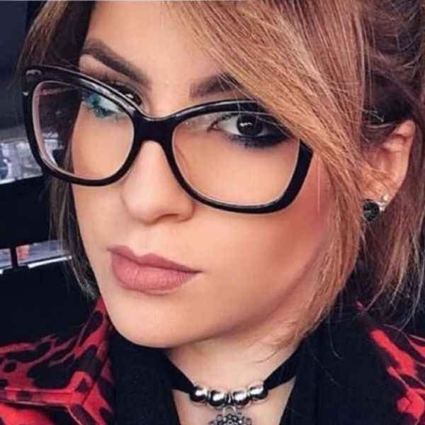 

cat eye glasses frames square men women brand designer optical fashion eyewear cy052 sunglasses, Black