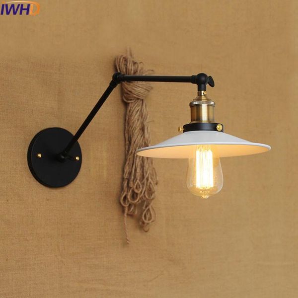 

wall lamp iwhd modren iron led retro vintage loft umbrella metal light antique art american style e27 edison sconce