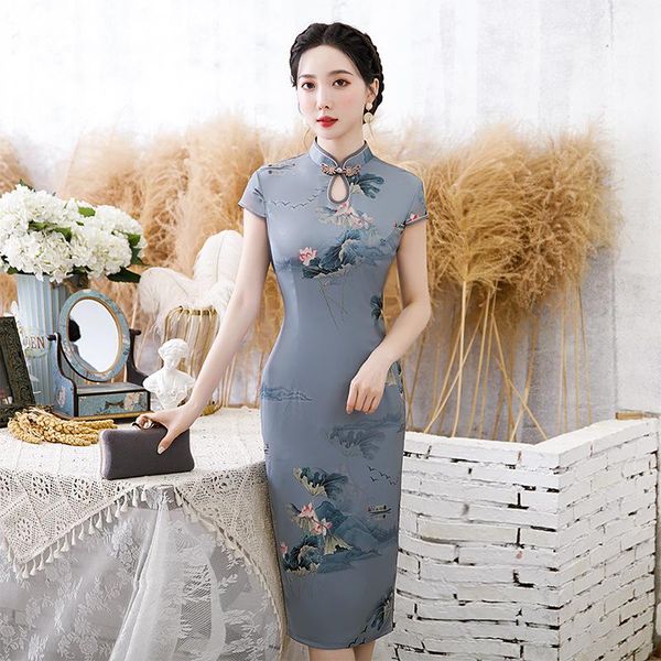 

ethnic clothing noble elegant oriental women qipao vestidos vintage evening party ladies cheongsam slim summer plus size robe gown, Red