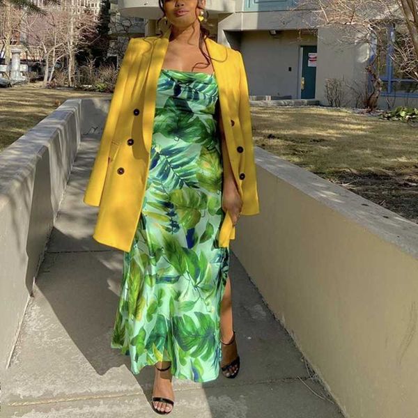 

casual dresses puwd women green slim print long dress 2021 summer fashion ladies backless beach sling female spaghetti strap, Black;gray