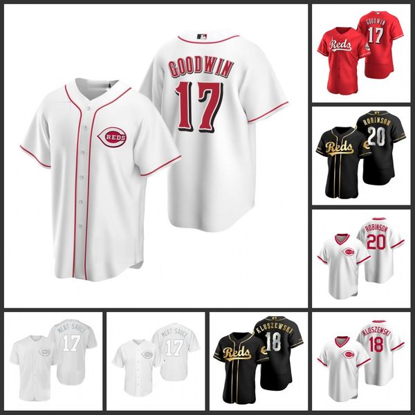 

cincinnati reds men 20 frank robinson 18 ted kluszewski 17 brian goodwin women youth jersey, Black;red