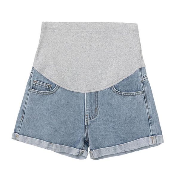 

maternity hole short pants pregnancy safety shorts pregnant jeans low-waisted spring summer autumn denim loose bottoms, White