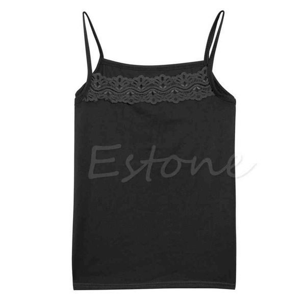 

wholesale-[cockcon] women sleeveless camisole basic stretch spaghetti cotton lace tank cami, Black;white