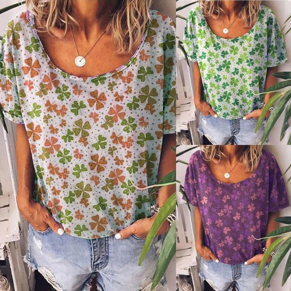 

women's t-shirt t-shirts color painting printed round neck short sleeve fashion casual loose ladies, White