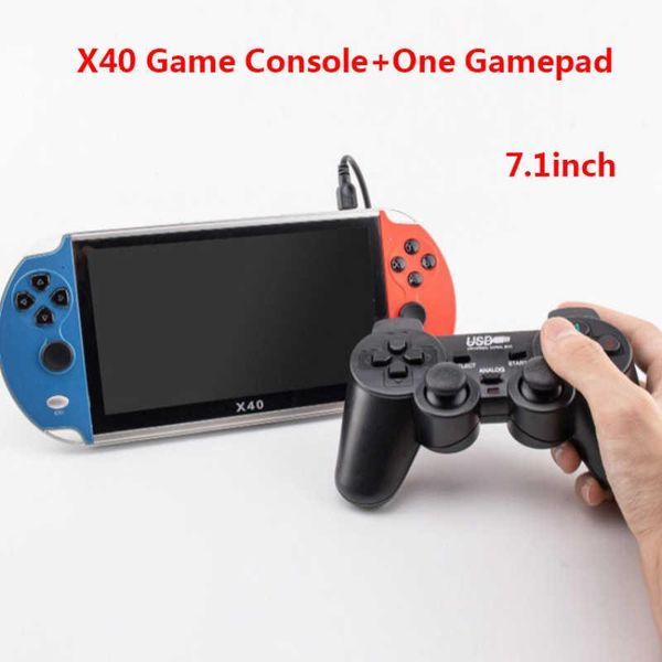 

new x40 video game 7.1 inch lcd portable handheld retro game console video mp4 player tf card for nes 3000 classic games h0828