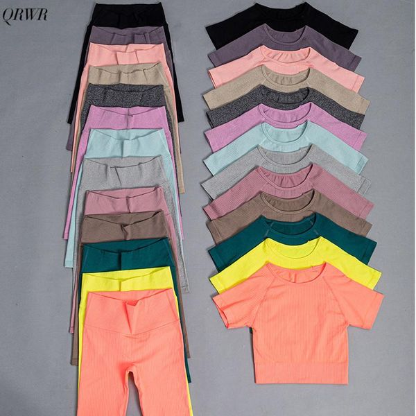 

yoga outfit 13 color women's tracksuit seamless set workout sportswear sports bra crop high waist shorts ribbed suit gym