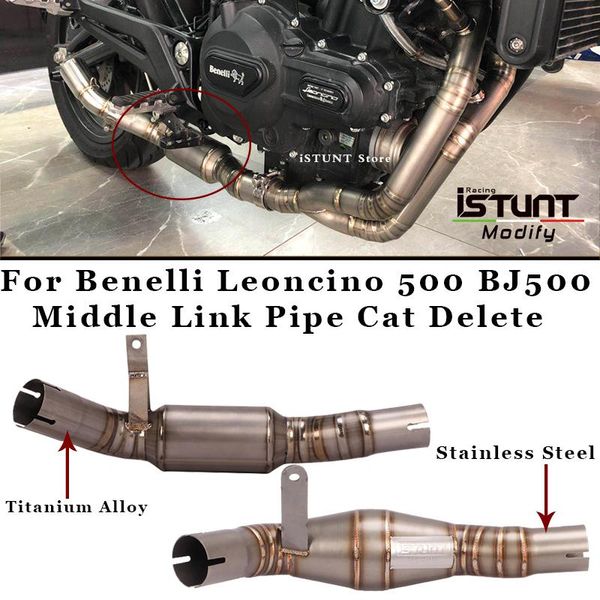 

motorcycle exhaust system modified stainless steel middle link pipe catalyst delete slip on for benelli leoncino 500 bj500