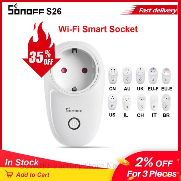 

smart home control itead sonoff s26 wifi socket us/uk/au/eu/il/ch wireless plug power sockets switch work with alexa google