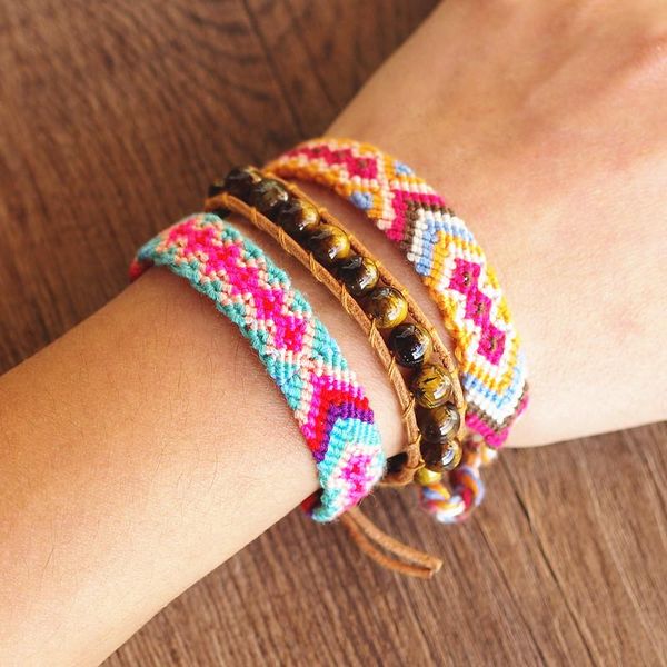 

charm bracelets 3pcs/set tiger eye beaded strand charms bracelet vintage bohemia leather set for women fashion party beach jewelry gift, Golden;silver