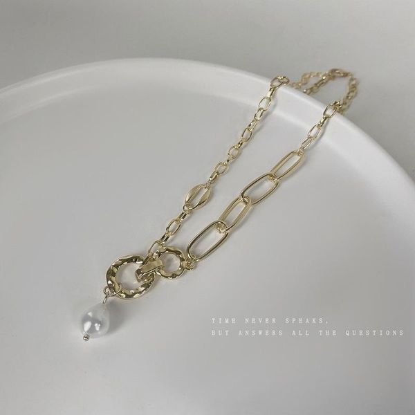 

pendant necklaces necklace women artificial pearl woman chain simple jewelry gold color trendy sweet zinc alloy naszyjnik, Silver