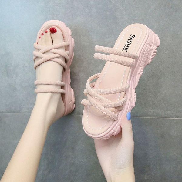 

sandals 2021 woman shoes summer open toe beach outdoor walking platform women's comfortable casual slippers, Black