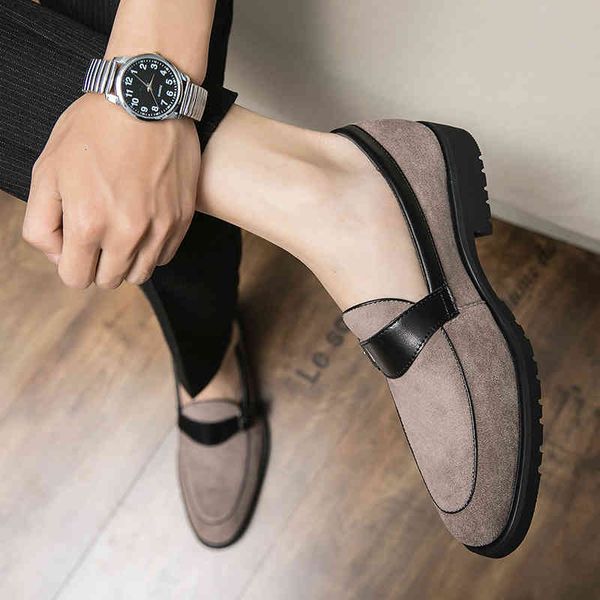 

dress shoes men's shoes high-end solid-color plutonium classic metal belt buckle-down leather non-slip business moccasins ks040 hvpq, Black