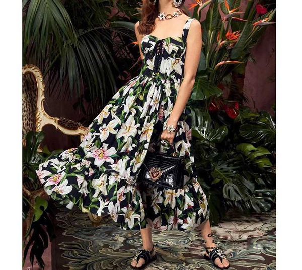 

celebrity party dress print fashion vintage long dresses strap holiday casual, Black;gray