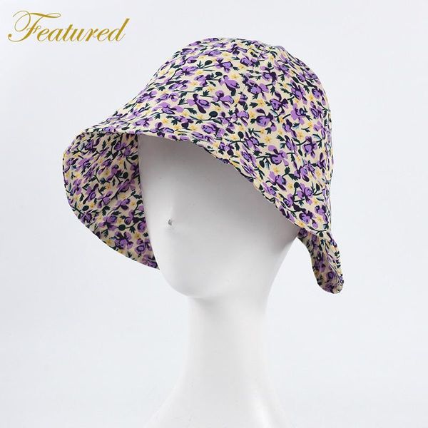 

summer fashion ladies floral fisherman hat idyllic sunscreen sun after vacation leisure open female basin wide brim hats, Blue;gray