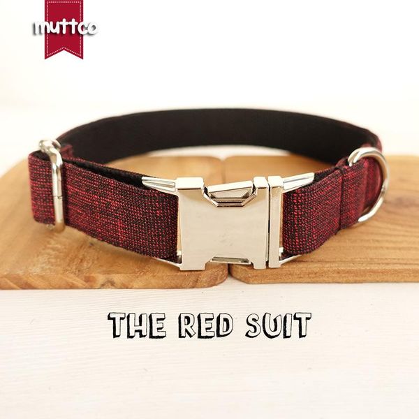 

10pcs/lot muttco wholesale handmade like handsome brilliant dog collar the red suit unique design collars 5 sizes udc006 & leashes