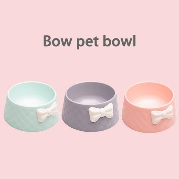 

cat bowls & feeders 1pc bowknot decoration pet bowl tableware non-slip anti-bite feeding home safe and non-toxic pets supplies for puppy,