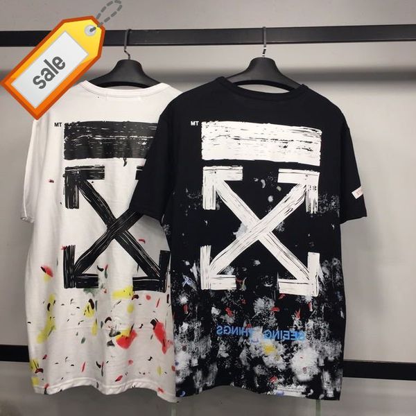 

brand fireworks fashion style off arrstyle splashing star sky round neck short sleeve t-shirt, White;black
