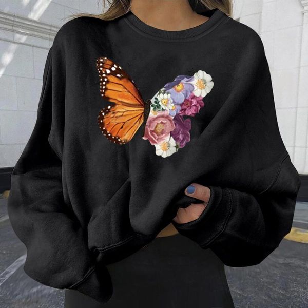 

women hip hop sweatshirt hoodie color butterfly streetwear harajuku pullover cotton fleece winter autumn black hoodi women's hoodies &