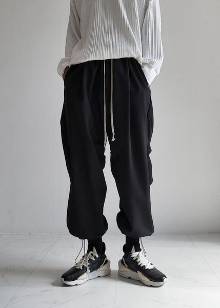 

men's pants trousers sports autumn wide leg trend loose high street guard drawstring leggings casual, Black