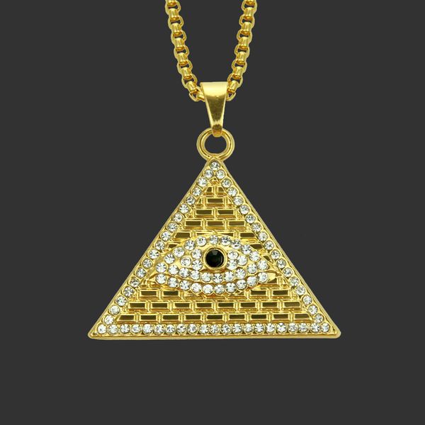 

amulet neck pendants hip hop evil eyes pyramid pendant necklace jewelry, Silver