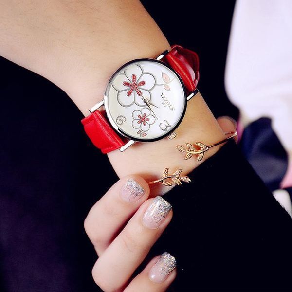 

pink rhinestone flower dial women watches classical casual wristwatch leather strap clock relogio feminino drop wristwatches, Slivery;brown