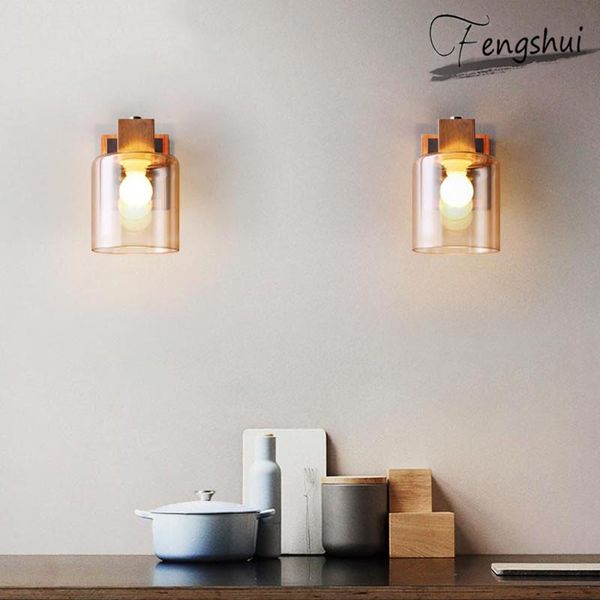 

nordic minimalist led glass wall lamp modern country el family bedroom mirror front oak interior lighting