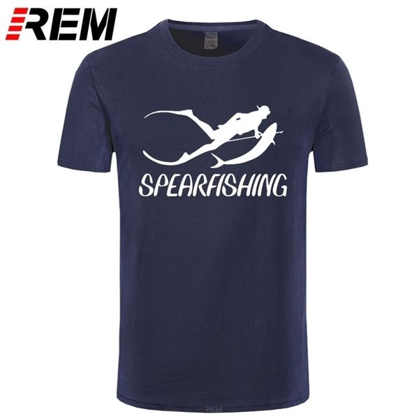 

rem fashion spearfishing print t-shirt men t shirt fashion print short sleeve casual cotton o-neck tshirt tees 210324, White;black