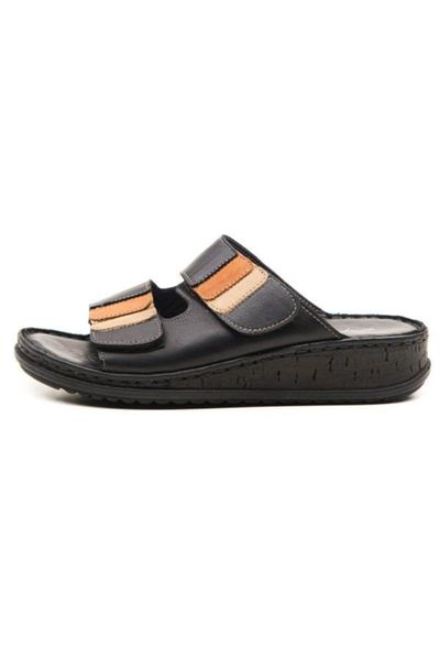 

slippers women's black genuine leather zyn 1030