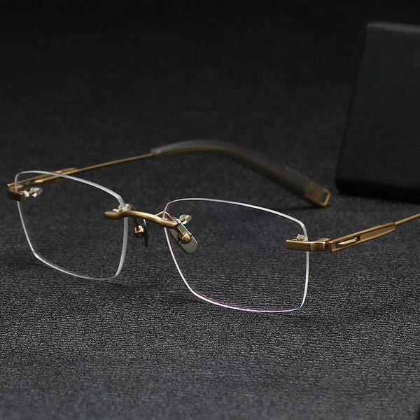 

new frameless flat light glasses frame 80817 fashionable business big face men can be matched with nearsighted, White;black