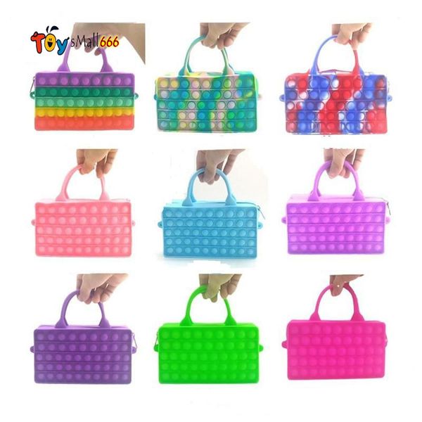 

sensory bubbles handbag decompression toys finger dimples fidget push cellphone bags tie dye stress reliever party favor shoulder bag