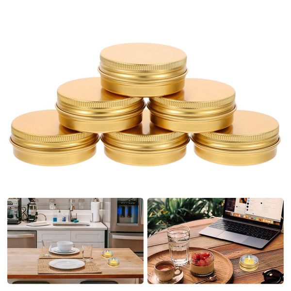 

gift wrap 6pcs aluminium screw-thread cosmetics boxes diy candle tea storage