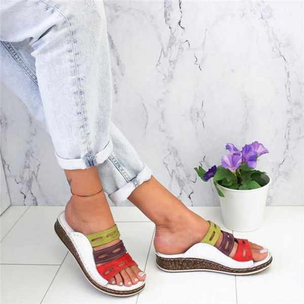 

slippers dihope summer women sandals open toe casual shoes stitching ladies platform wedge slides beach woman dropship, Black