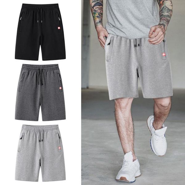 

running shorts men cotton knitted zipper pants printed sports casual summer loose style trendy beach, Black;blue