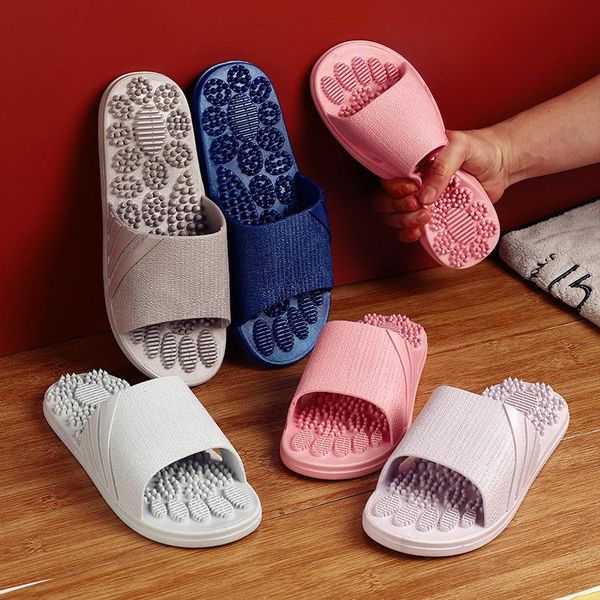 

house non slip women massage slippers summer fashion indoor outdoor flip flops woman shoes beach bathroom slipper men slide, Black