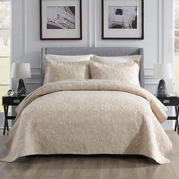 

comforters & sets cotton bedspreads quilt set 3pcs embroidered quilts solid coverlet quilted bed cover pillowcase king size bedding blanket