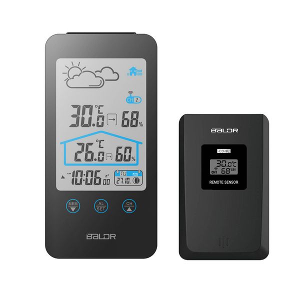 

touch screen wireless thermometer hygrometer indoor outdoor weather station weather forecast+ moon phase and calendar function