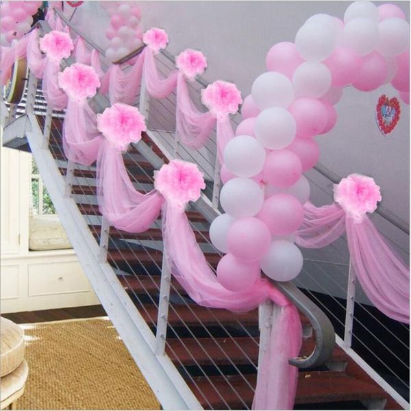 

Set Wedding Decorative Article Stair Handrail Adornment Gauze Curtain Suit 1.5*9 Meters Flowers & Wreaths
