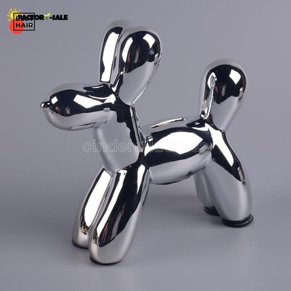 

new ceramic craft animal balloon dog piggy bank put a nordic home decoration put on a gold silver balloon plating modern home ornament fffx