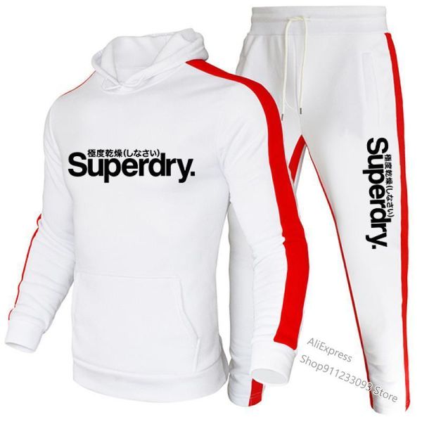 

men's hoodies & sweatshirts men tracksuit 2 piece set fashion autumn winter 2021 pullover hoodie sweatshirt+pant suits male stripe patc, Black