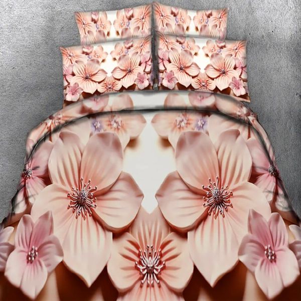 

beautiful flowers printing duvet cover bedspread bedding set brushed fabric home textile flat pillow case three-piece suit sets