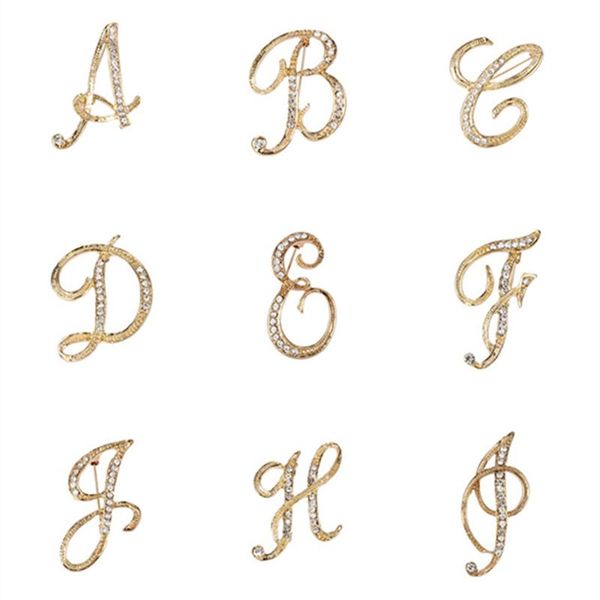

pins, brooches english word brooch metal crystal letter pins 26 initial letters a to z rhinestone for men and women jewelry gifts, Gray