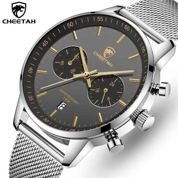 CHEETAH Orologi per uomo Orologio da uomo al quarzo impermeabile in acciaio inossidabile Top Brand Cronografo Orologio sportivo da uomo Relogio Masculino 210329