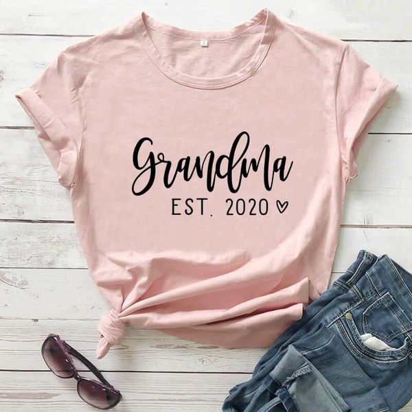 

women's t-shirt grandma est.2021 shirt arrival summer women 100%cotton funny t gift for, White